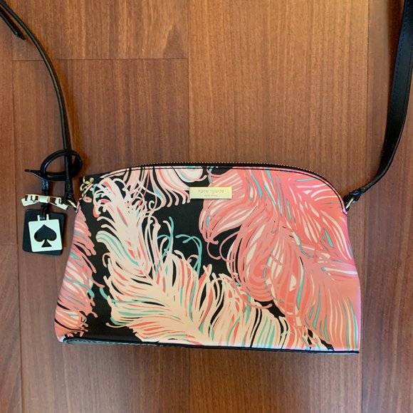 kate spade Handbags - Kate Spade Hanna Pink & Black Feather Purse
